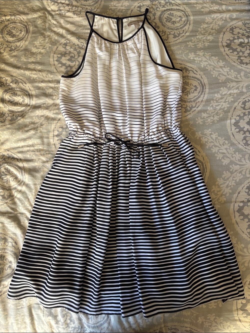 Banana Republic Black and White Striped Halter Dress Size 13
